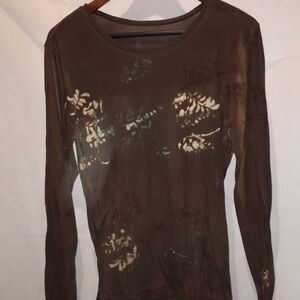 Marika Charles Brown Long Sleeve Top | Cotton | Size 3